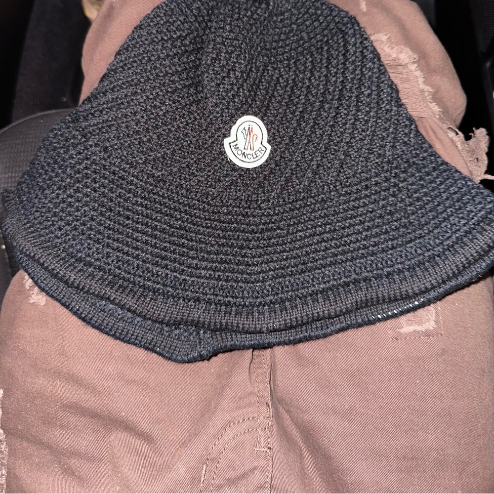 MONCLER Logo Bonded Virgin Wool Blend Bucket Hat